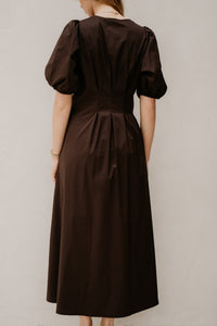 PoppyCC Pleat Dress Dark Brown - Bij Keesje - Co'couture - jurk