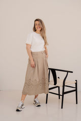 PoppyCC pleat scallop skirt mushroom - Bij Keesje - Co'couture - Rok