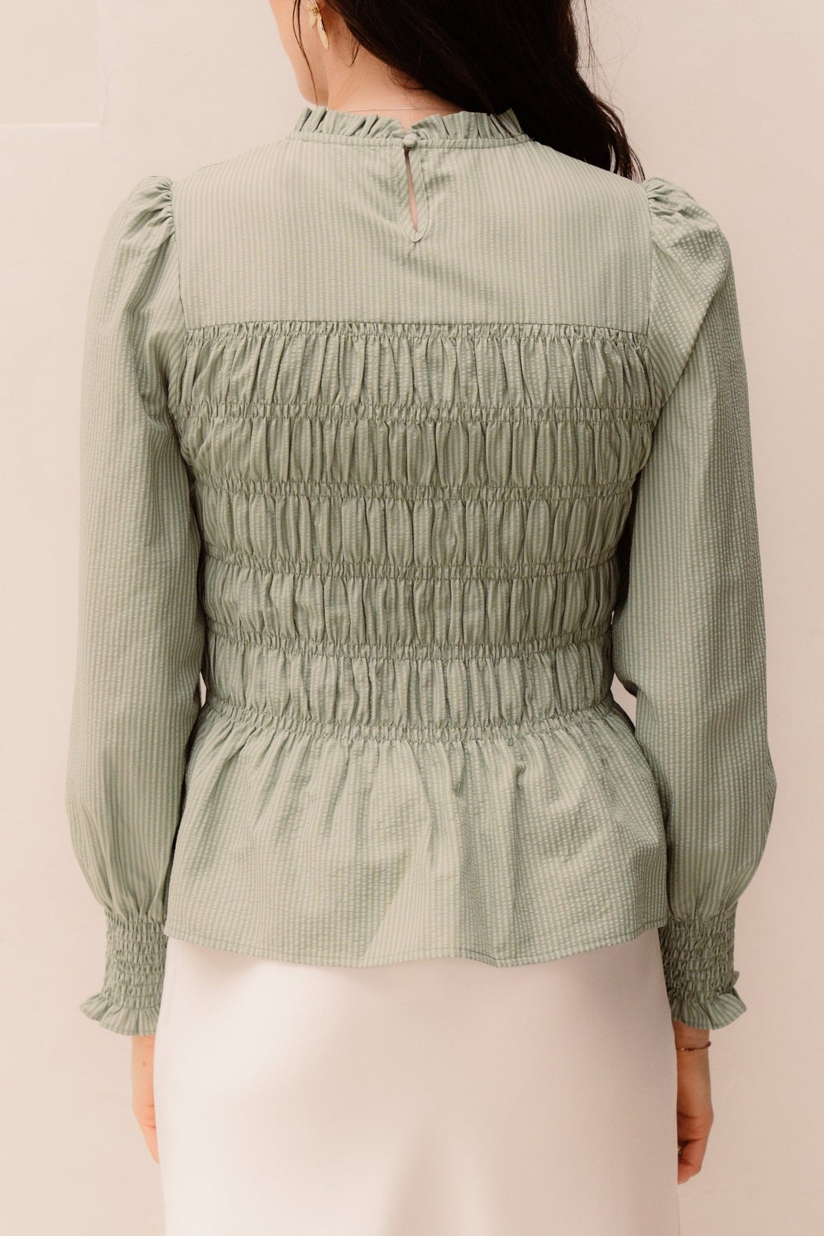 Possa big stripe blouse dusty green - Bij Keesje - Neo Noir - Blouse