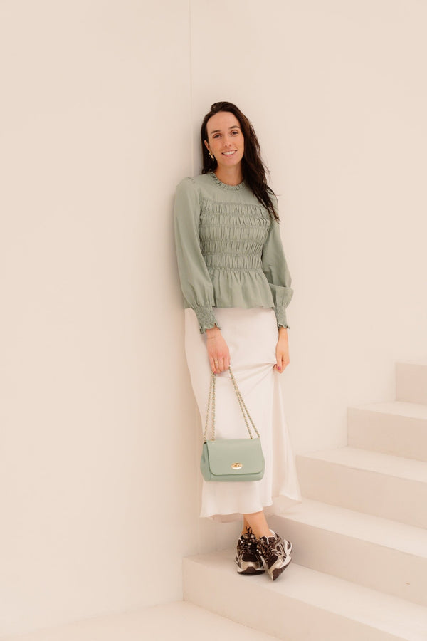 Possa big stripe blouse dusty green - Bij Keesje - Neo Noir - Blouse