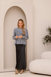 Possa big stripe blouse navy - Bij Keesje - Neo Noir - Blouse