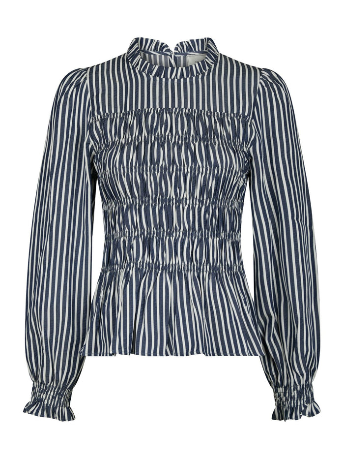 Possa big stripe blouse navy - Bij Keesje - Neo Noir - Blouse