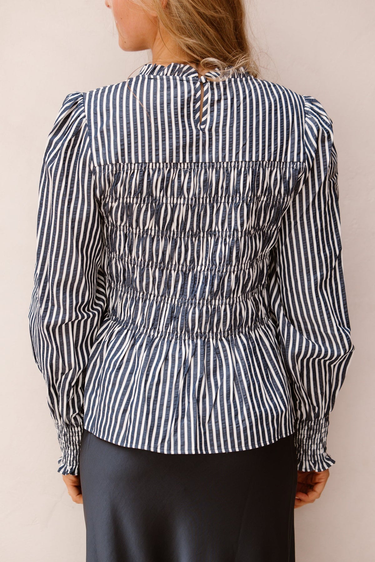 Possa big stripe blouse navy - Bij Keesje - Neo Noir - Blouse