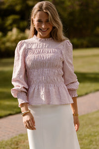 Possa mini check blouse light pink - Bij Keesje - Neo Noir - Blouse