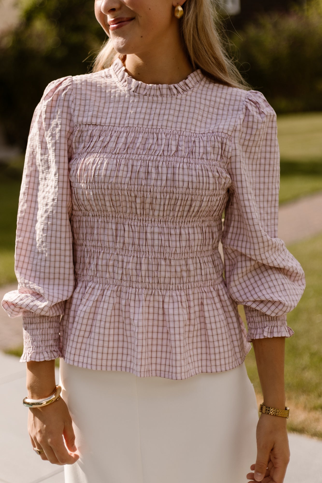 Possa mini check blouse light pink - Bij Keesje - Neo Noir - Blouse