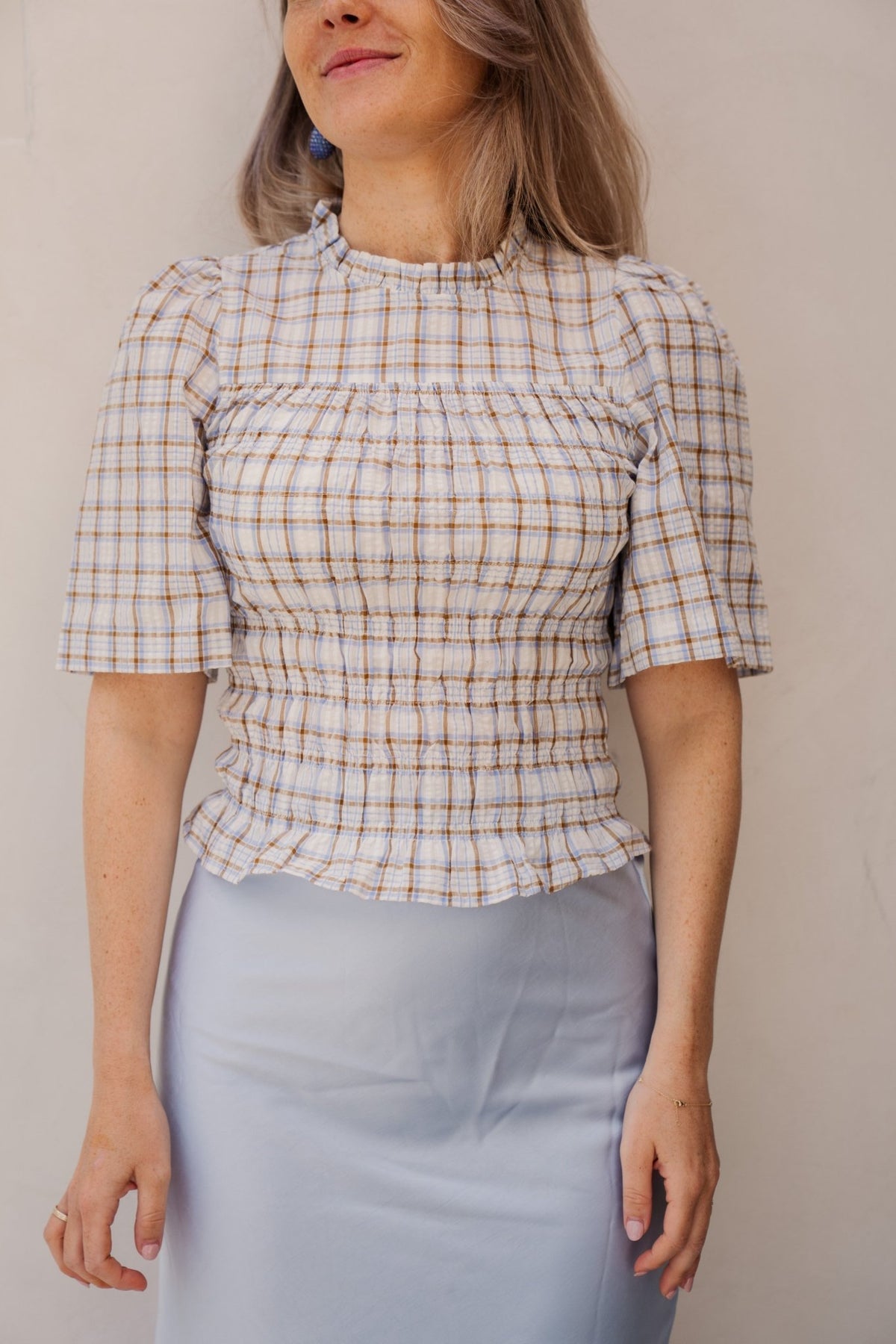 Possini Mega Check Blouse light blue - Bij Keesje - Neo Noir - blouse
