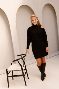 pullover opstaande kraag / off shoulder Black - Bij Keesje - K-design - Top