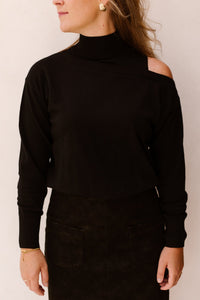 pullover opstaande kraag / off shoulder Black - Bij Keesje - K-design - Top
