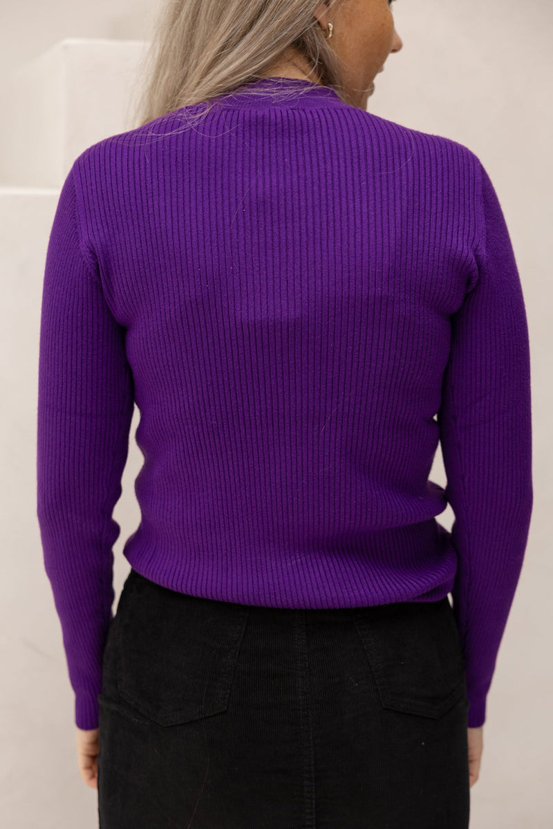 Purple knit top SL - Bij Keesje