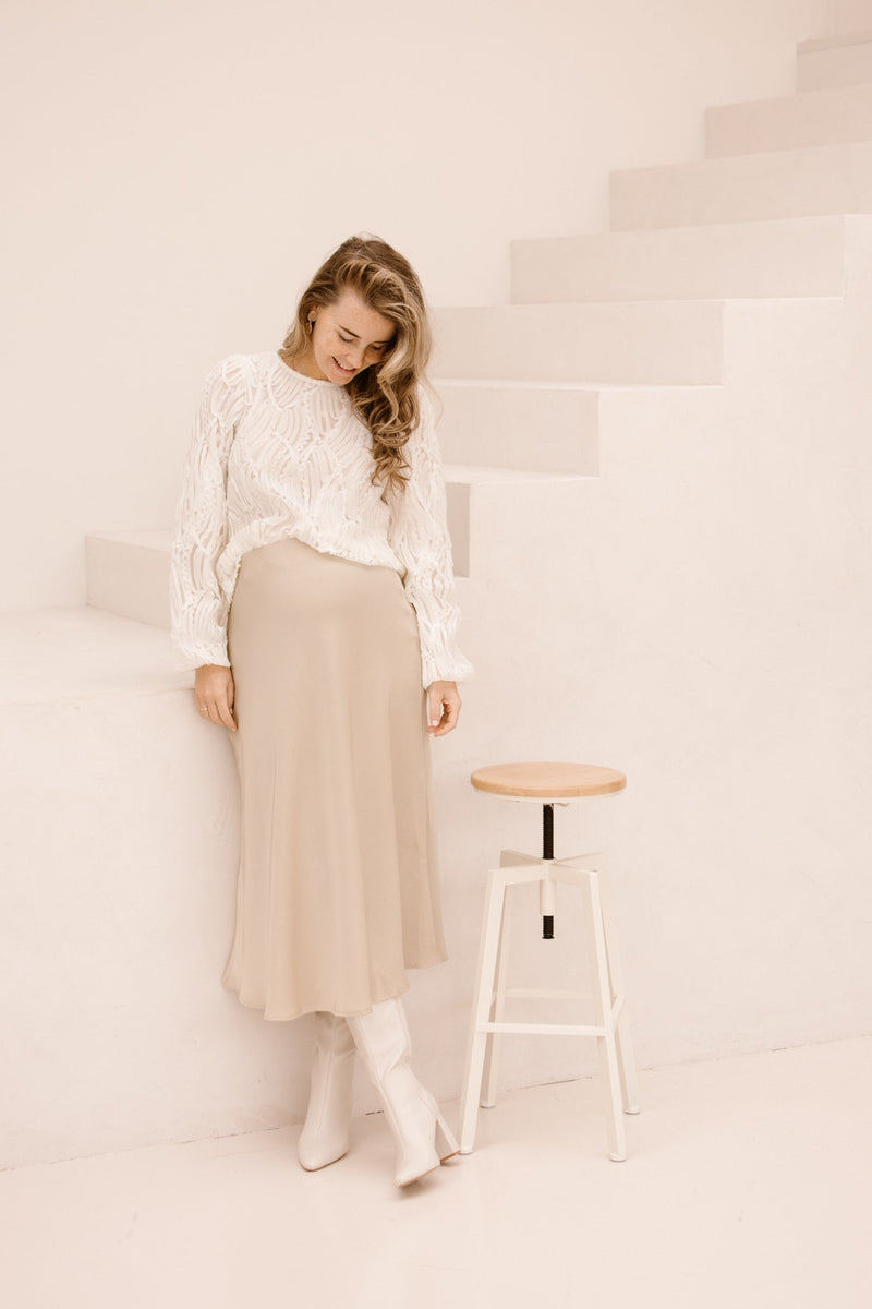 Quinty beige skirt - Bij Keesje - Bij Keesje