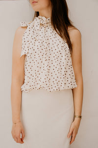 Rachel dot top white - brown - Bij Keesje - Bij Keesje - Top