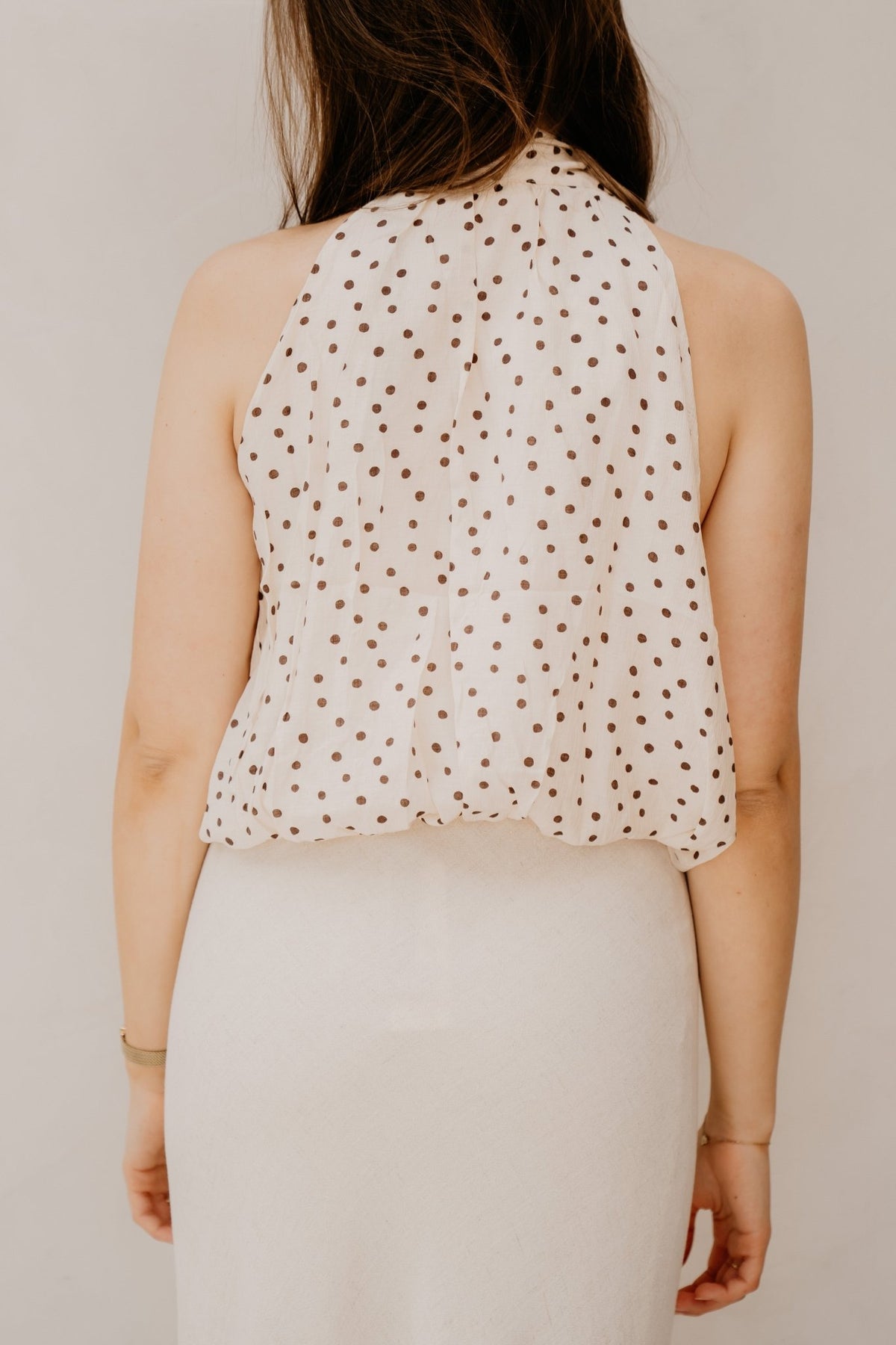Rachel dot top white - brown - Bij Keesje - Bij Keesje - Top