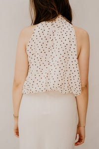 Rachel dot top white - brown - Bij Keesje - Bij Keesje - Top
