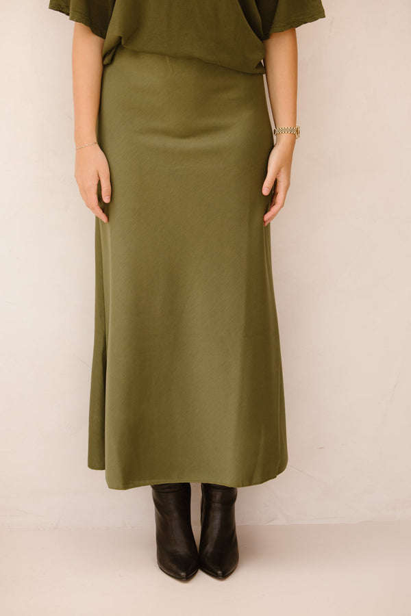 Ravina skirt olijfgroen - Bij Keesje - Bij Keesje