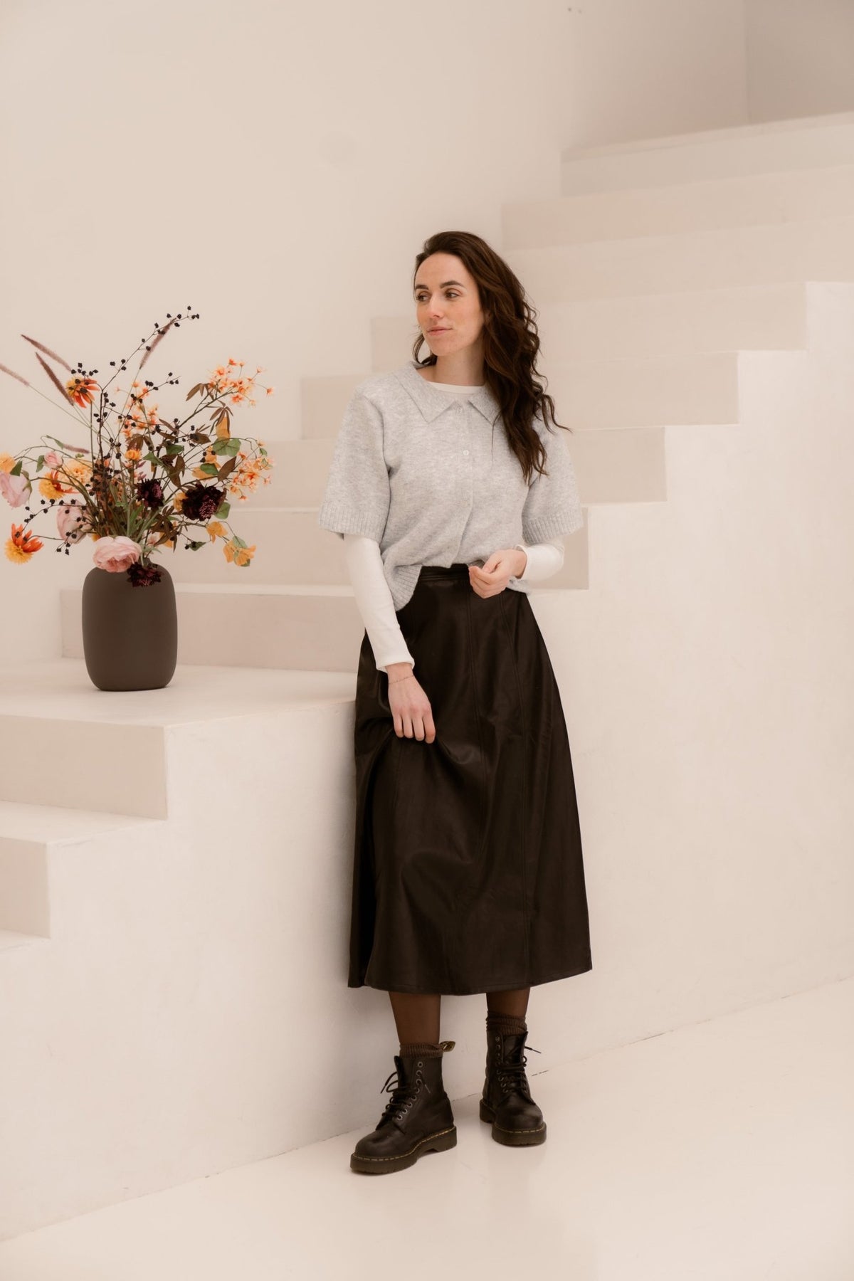 Raya Faux Leather Skirt - Bij Keesje - Neo Noir