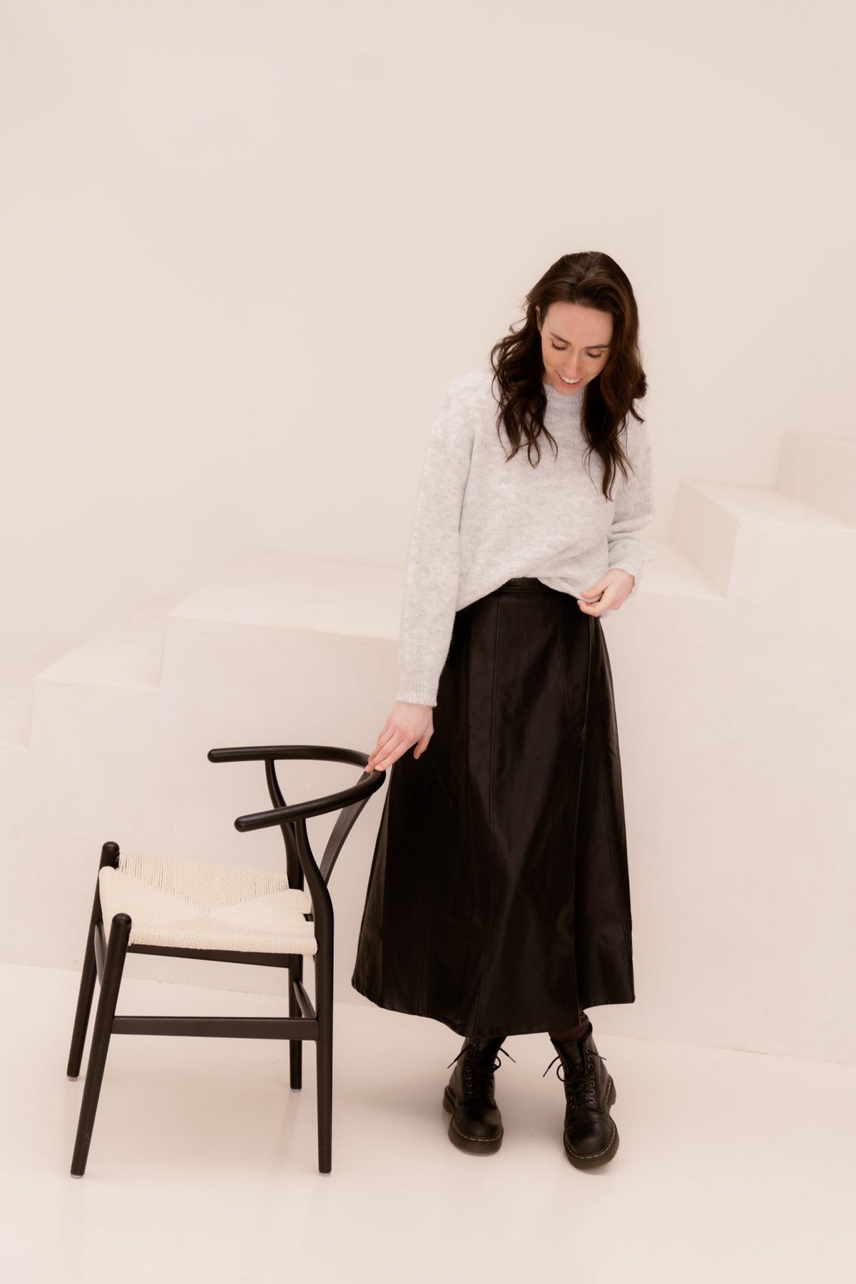 Raya Faux Leather Skirt - Bij Keesje - Neo Noir