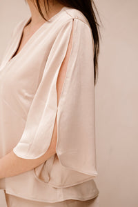 Remana heavy sateen blouse champange - Bij Keesje - Neo Noir - Blouse
