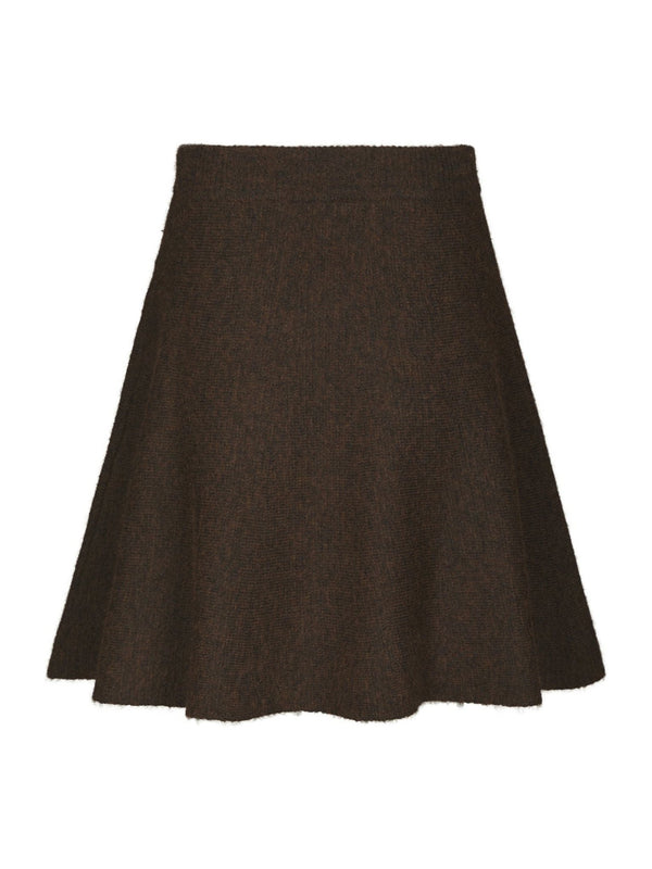 Renata fluffy knit skirt brown melange - Bij Keesje - Neo Noir - Rok