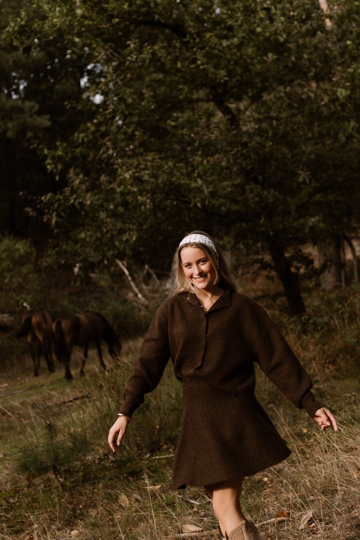 Renata fluffy knit skirt - brown melange - Bij Keesje - Neo Noir - Rok