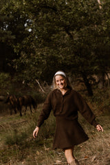 Renata Flauschiger Strickrock - Braun Melange