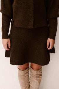 Renata fluffy knit skirt - brown melange - Bij Keesje - Neo Noir - rok