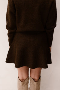 Renata fluffy knit skirt - brown melange - Bij Keesje - Neo Noir - rok