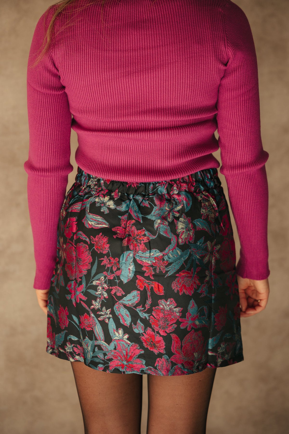 Renee skirt black/magenta - Bij Keesje