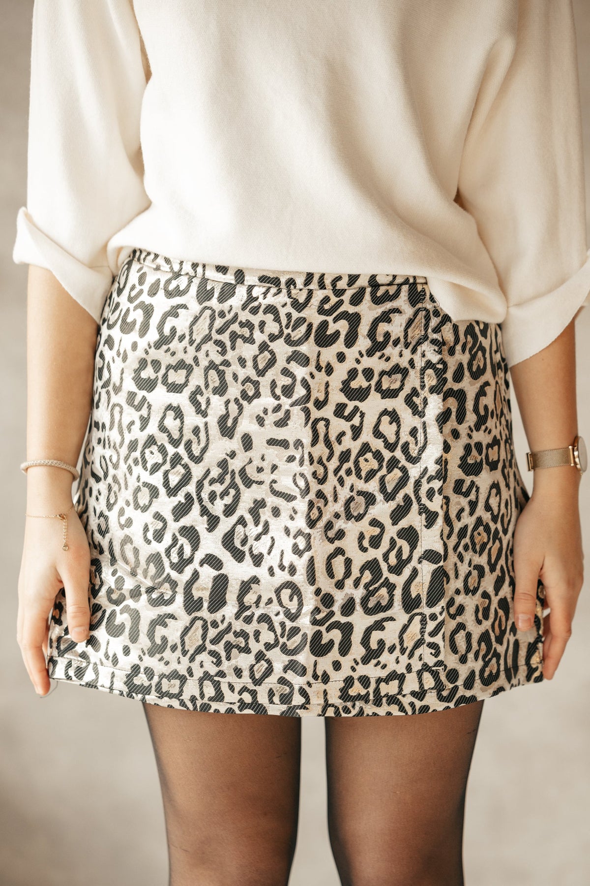 Renee skirt leopard gold - Bij Keesje