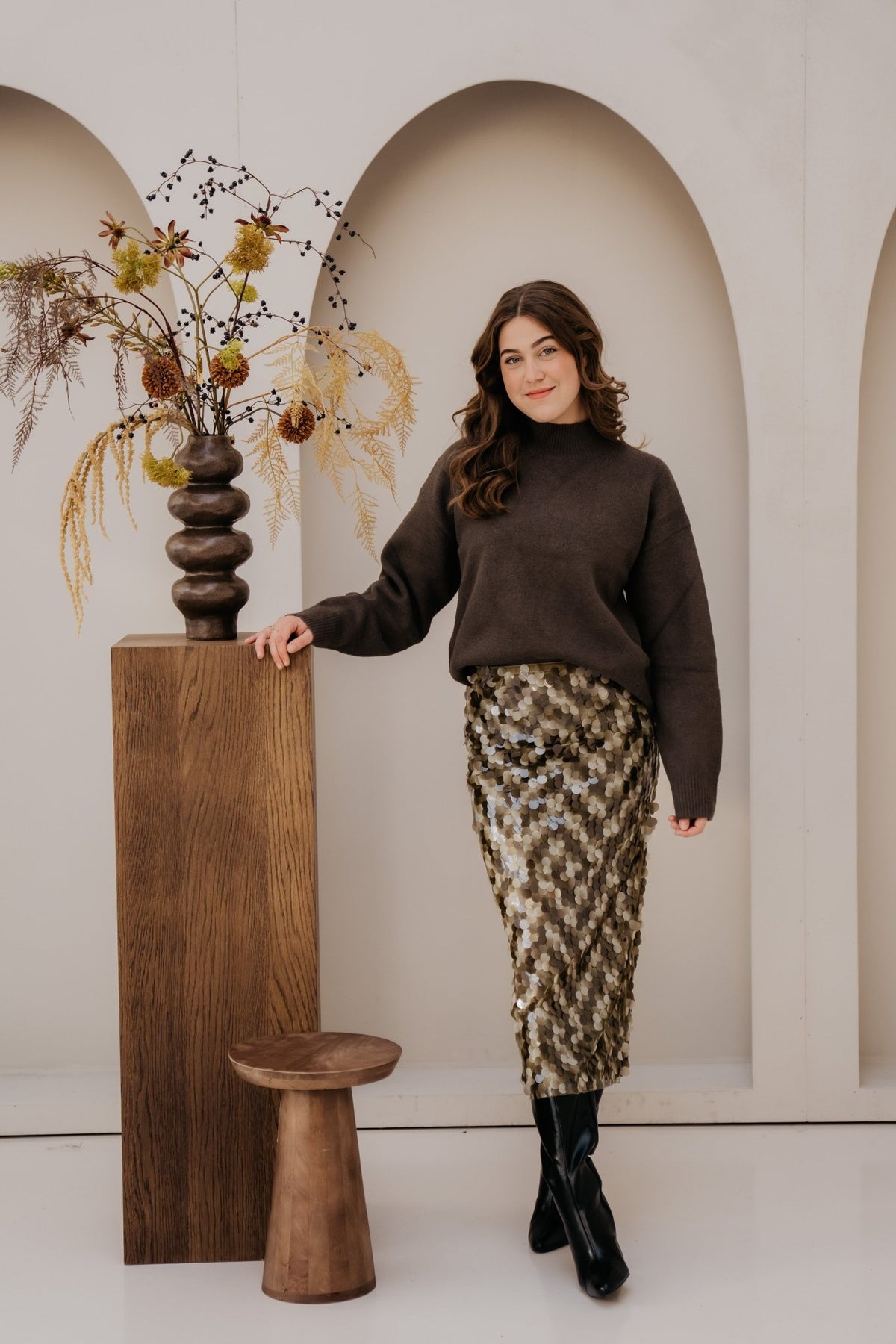RheaCC Sequin skirt Dusty Army - Bij Keesje - Co'couture - Rok