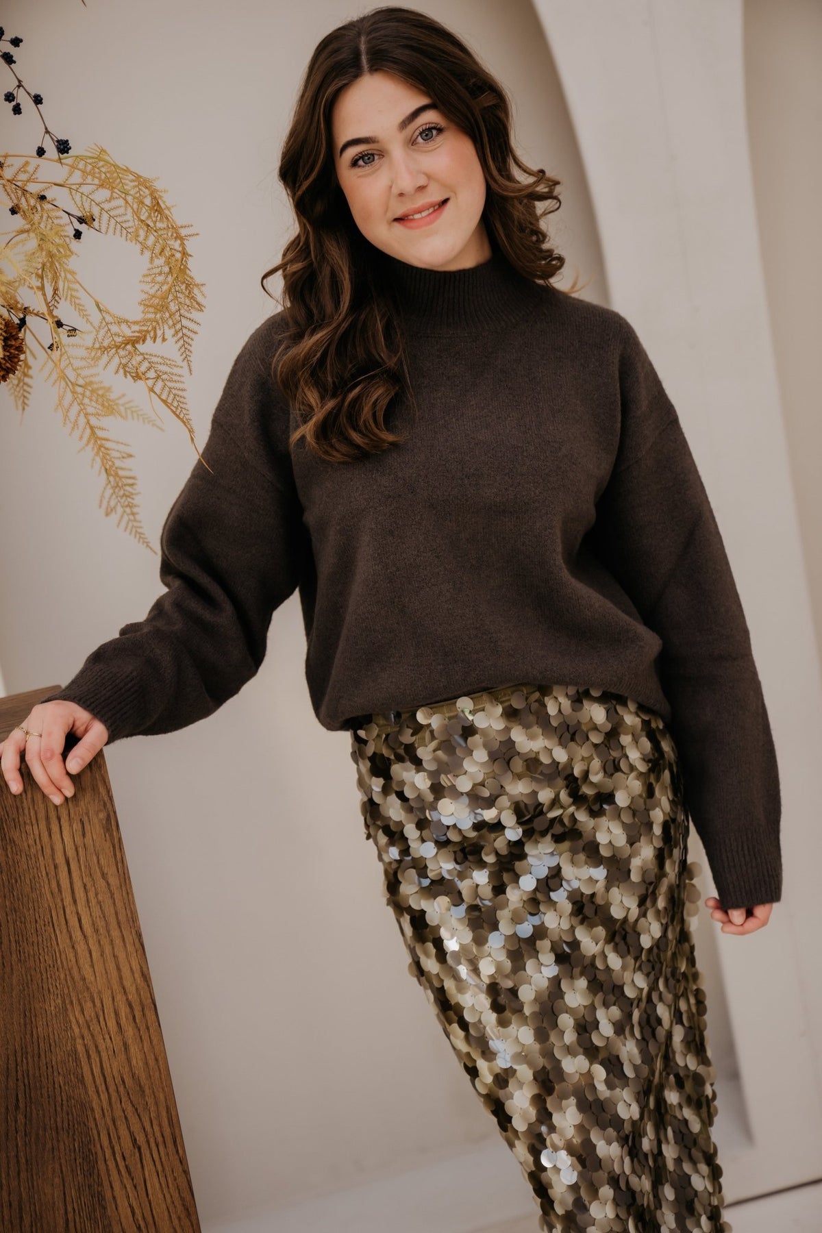 RheaCC Sequin skirt Dusty Army - Bij Keesje - Co'couture - Rok