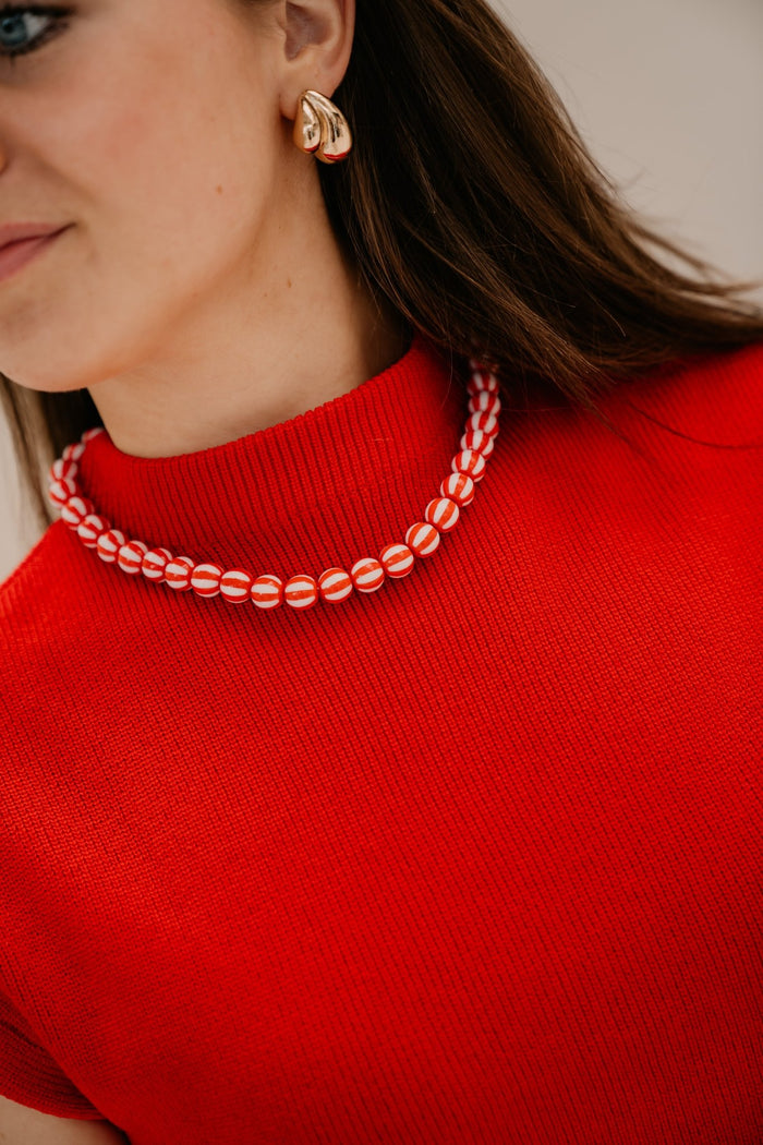 Rhode ketting streep rood - Bij Keesje - Bij Keesje - accessoires