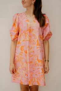 Richelle print dress orange - pink - Bij Keesje - Bij Keesje - Jurk