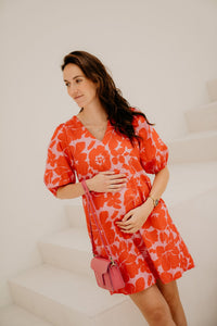 Richelle print dress red - pink - Bij Keesje - Bij Keesje - Jurk