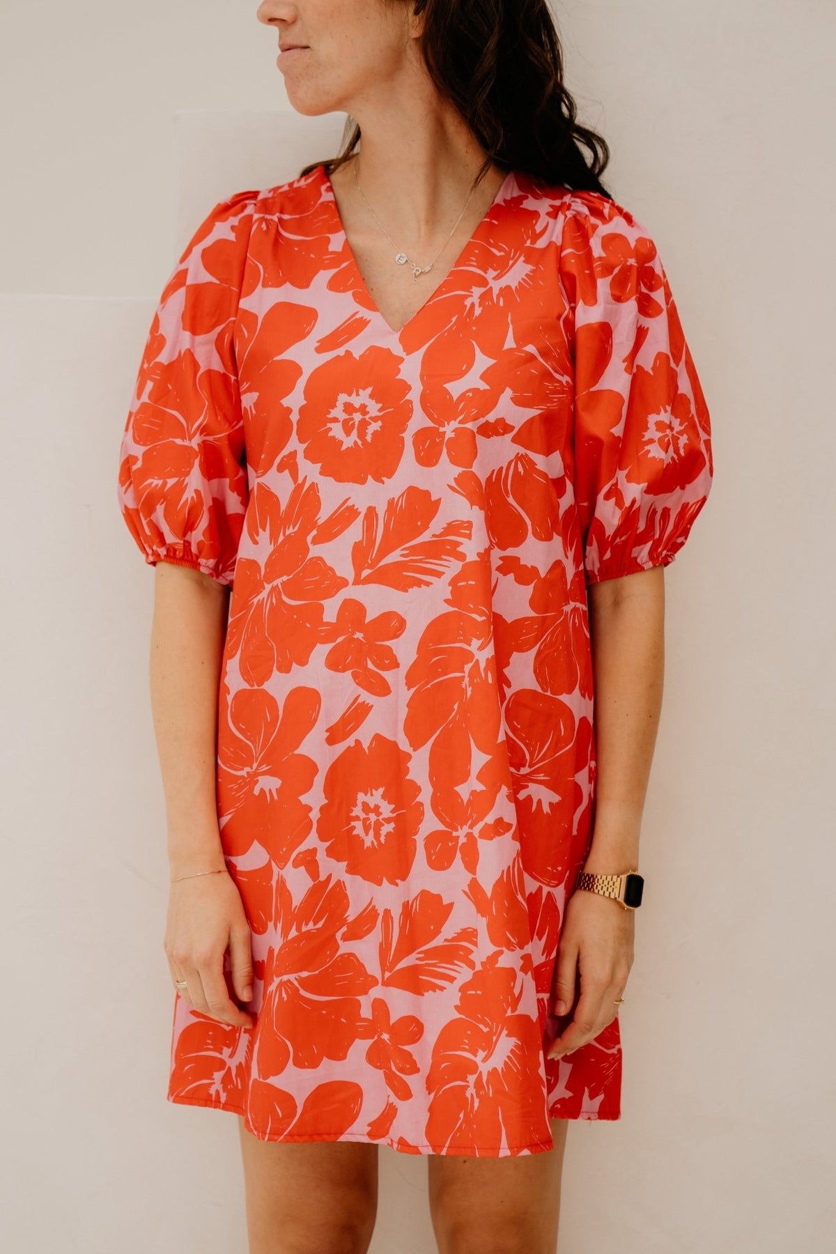 Richelle print dress red - pink - Bij Keesje - Bij Keesje - Jurk