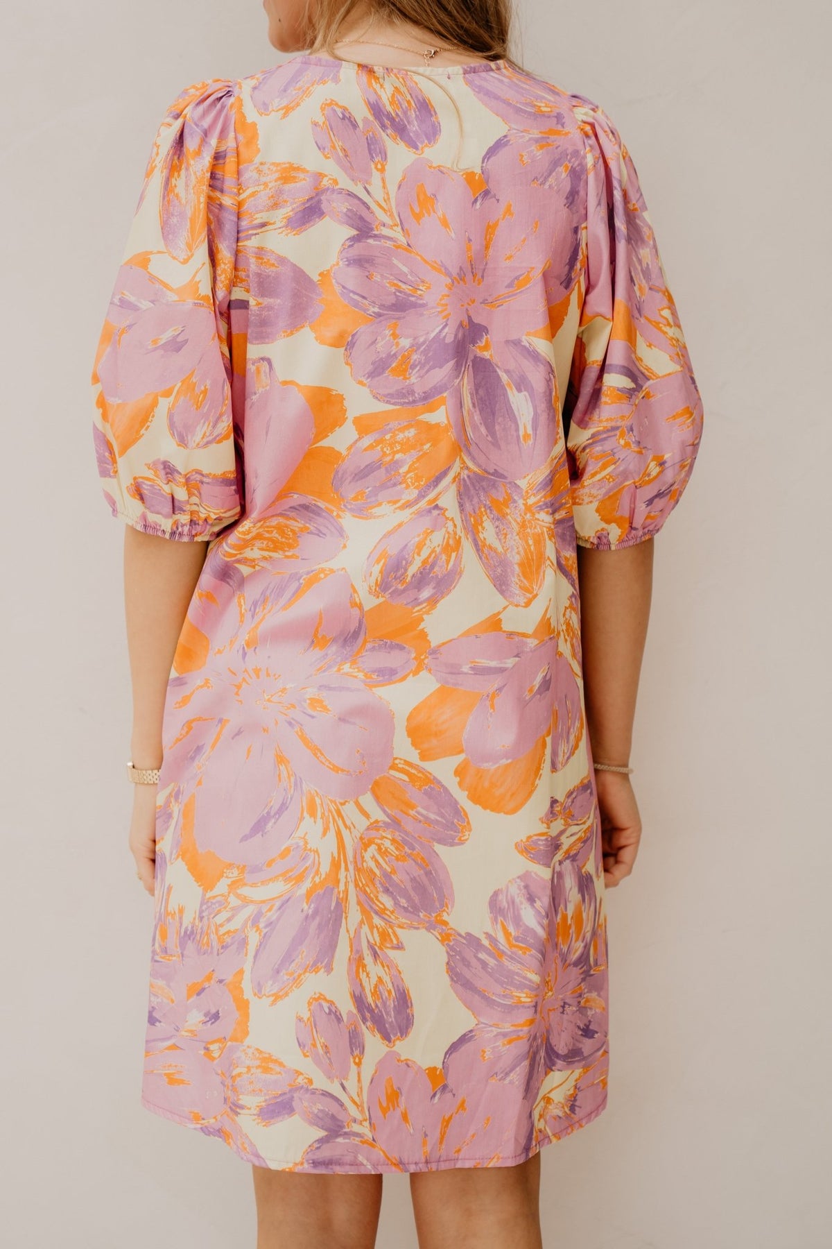 Richelle print dress yellow - purple - Bij Keesje - Bij Keesje - Jurk