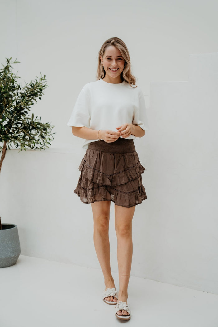Ricki S Voile Skirt Light Brown - Bij Keesje - Neo Noir - Rokken