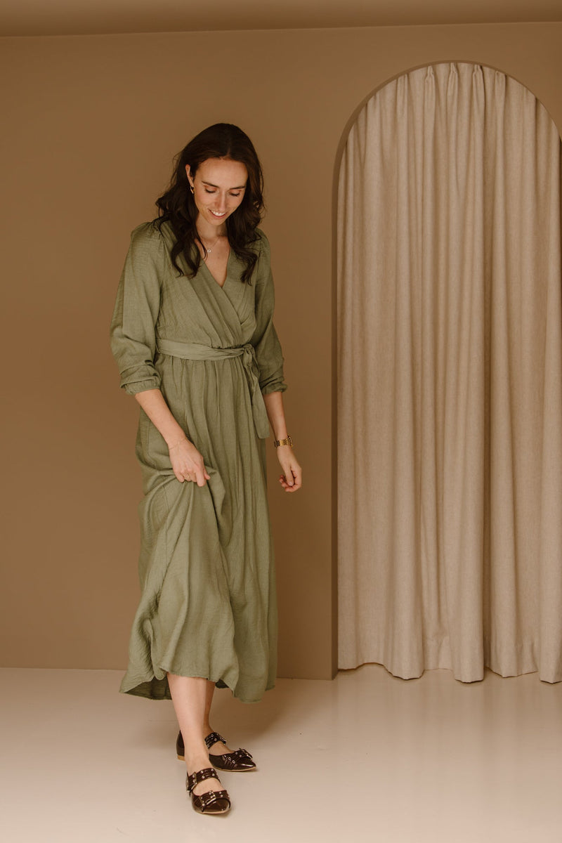 Rienke maxi dress army - Bij Keesje - Bij Keesje