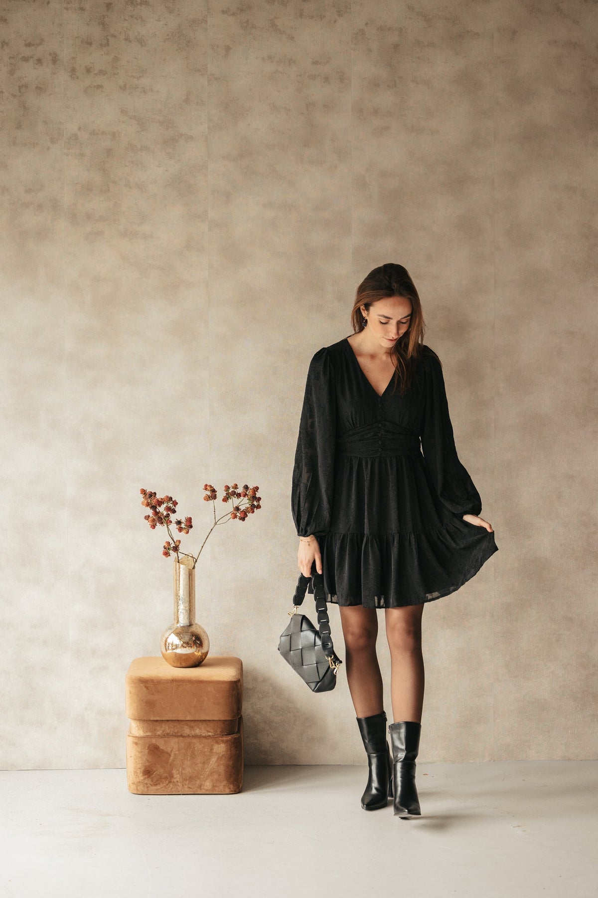 Rihana burnout dress black - Bij Keesje