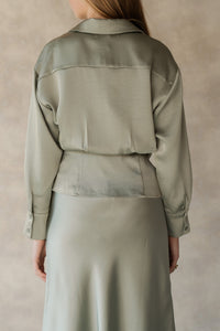 Risisa Heavy Sateen Shirt Smoke Green - Bij Keesje - Neo Noir