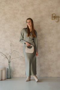 Risisa Heavy Sateen Shirt Smoke Green - Bij Keesje - Neo Noir