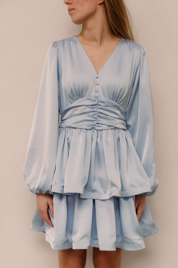 Rivana heavy sateen dress light blue - Bij Keesje - Neo Noir - Jurk