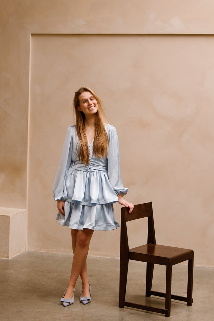 Rivana heavy sateen dress light blue - Bij Keesje - Neo Noir - Jurk