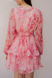 Rivana Print Chiffon Dress Pink - Bij Keesje - Neo Noir - jurk