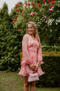Rivana Print Chiffon Dress Pink - Bij Keesje - Neo Noir - jurk