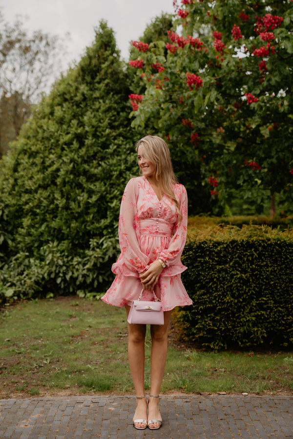 Rivana Print Chiffon Dress Pink - Bij Keesje - Neo Noir - jurk