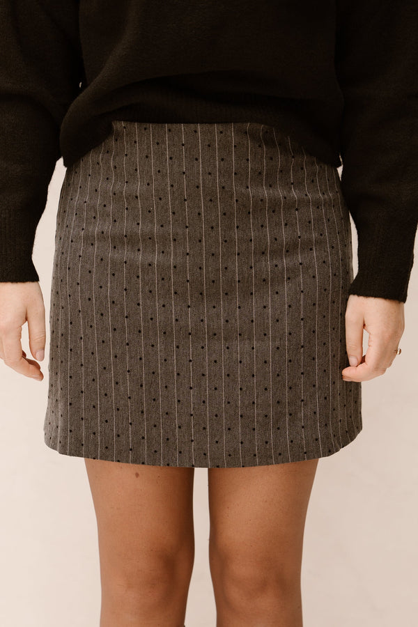 Roe mini dot skirt dark grey melange - Bij Keesje - Neo Noir