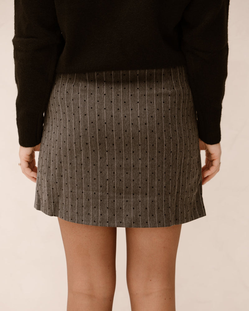 Roe mini dot skirt dark grey melange - Bij Keesje - Neo Noir