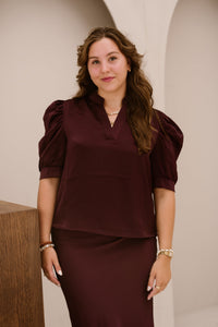 Roella Heavy Sateen Blouse Burgundy - Bij Keesje - Neo Noir - Blouse