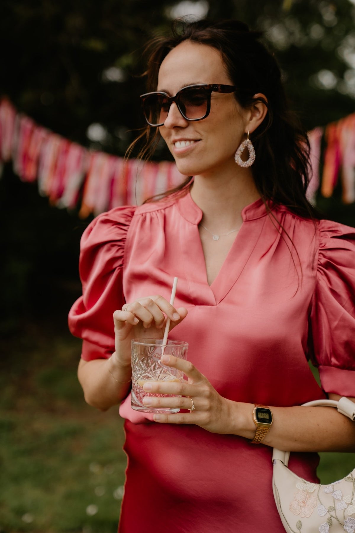 Roella heavy sateen blouse cherry pink - Bij Keesje - Neo Noir - blouse