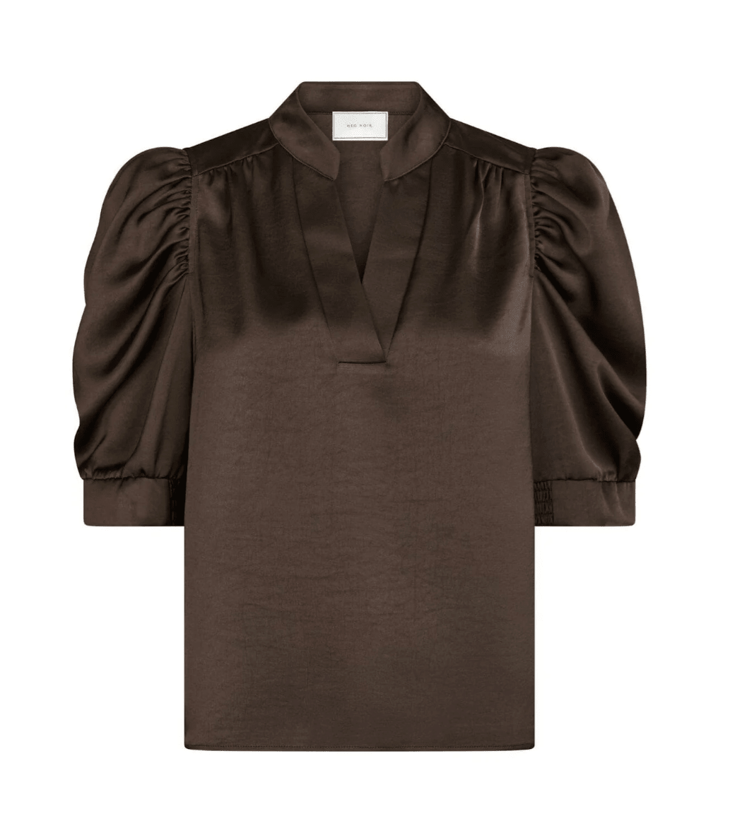 Roella heavy sateen blouse dark brown - Bij Keesje - Neo Noir - Blouse